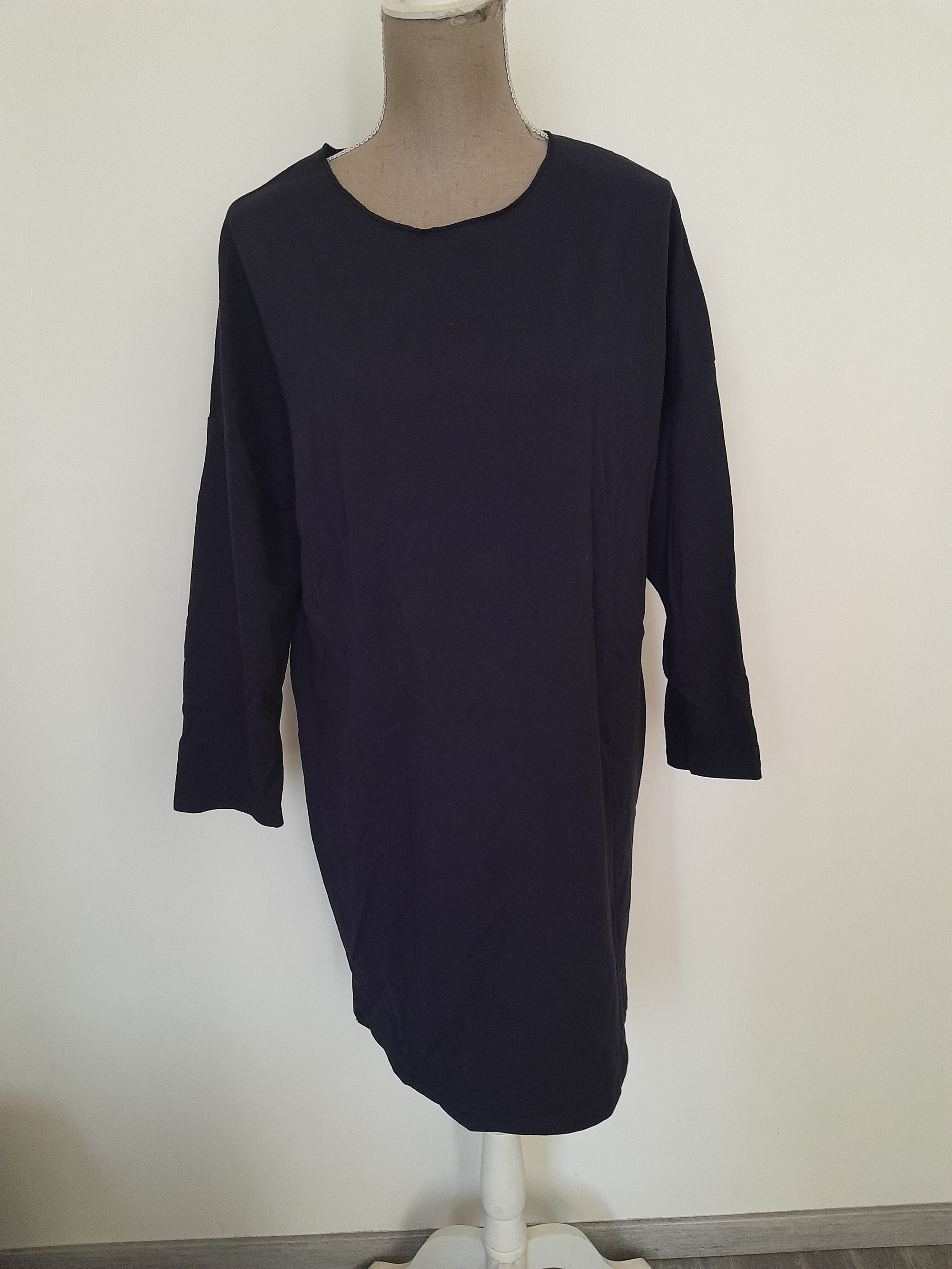 Robe de couleur bleu marine avec manches longues, mode femme, Seconde Main