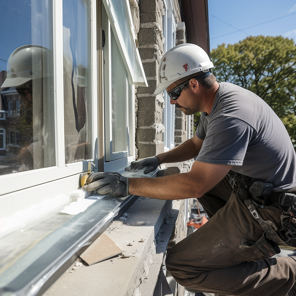 man installing a new window