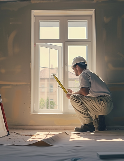 Man measuring windows