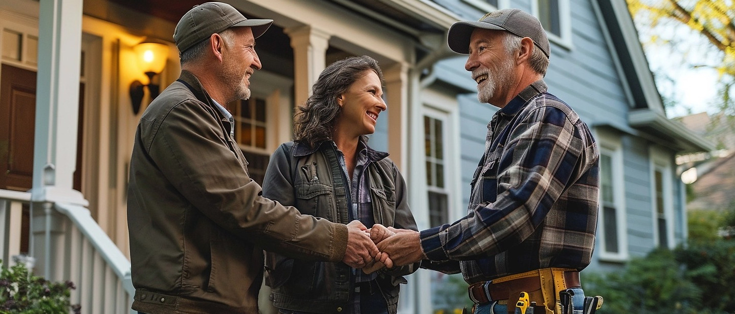 Homeowner shaking contractor's hand
