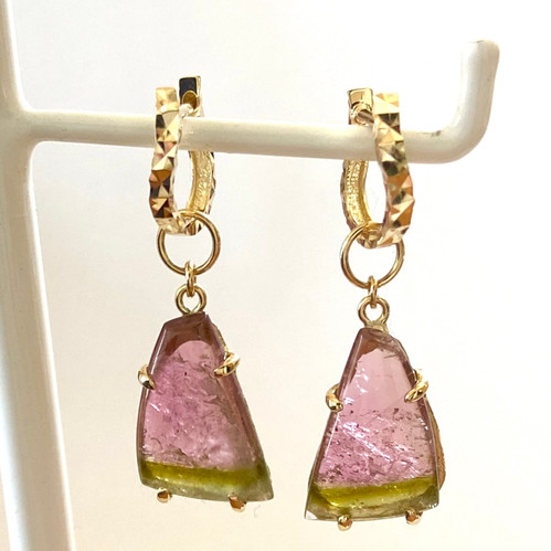 watermelon tourmaline charm & pierce L [K18]【1点限り