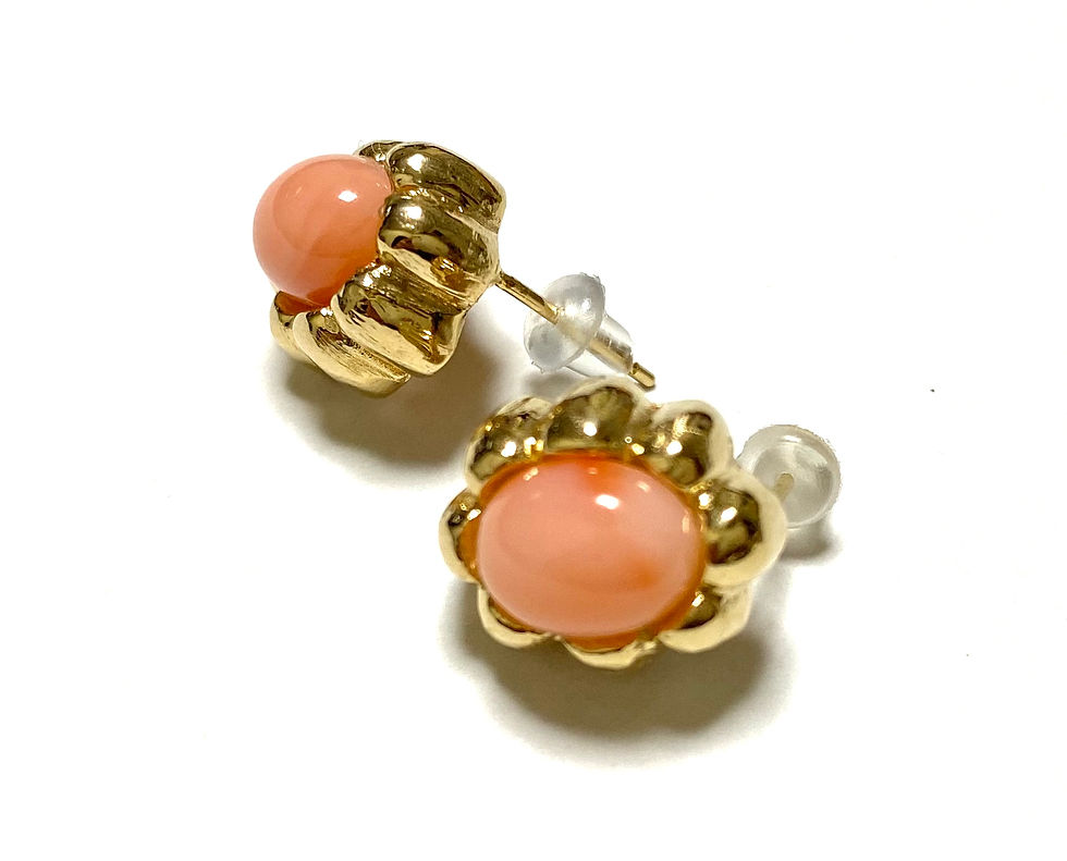 サムネイル： Pink coral cabochon pierce [SV925]【受注生産】