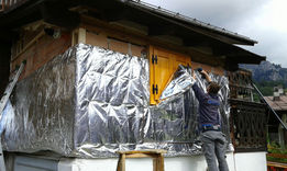 Cantiere Cappotto esterno con isolante termoriflettente Over-foil Multistrato 19