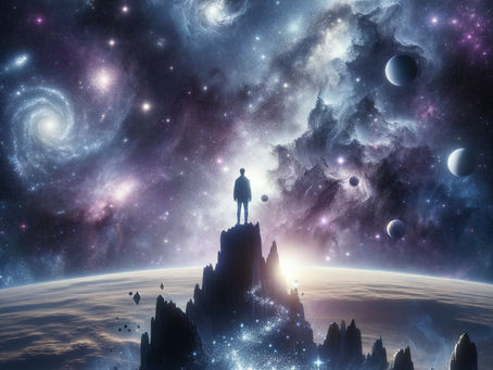 Forest beneath a starry night sky – Does the Universe Exist Without Us blog image for HHOM LLC.