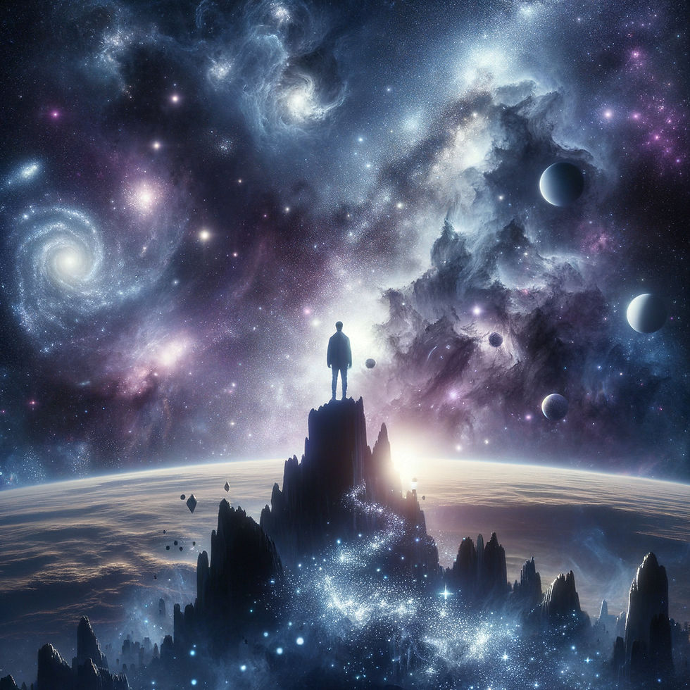 Standing on the edge of existence, we wonder: does the universe wait for our gaze, or has it always been awake?"