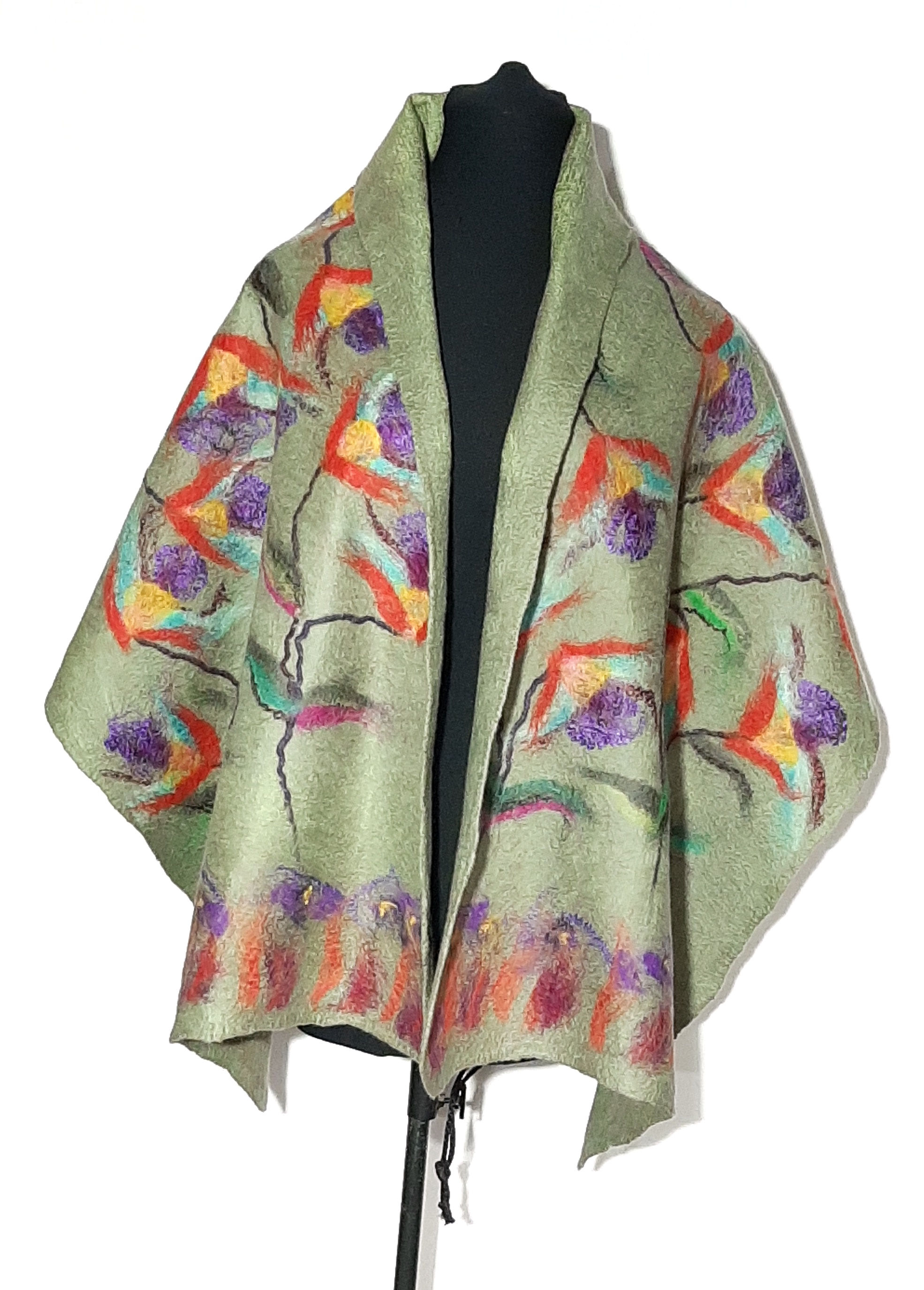 Chal reversible "Racimos de Flores"