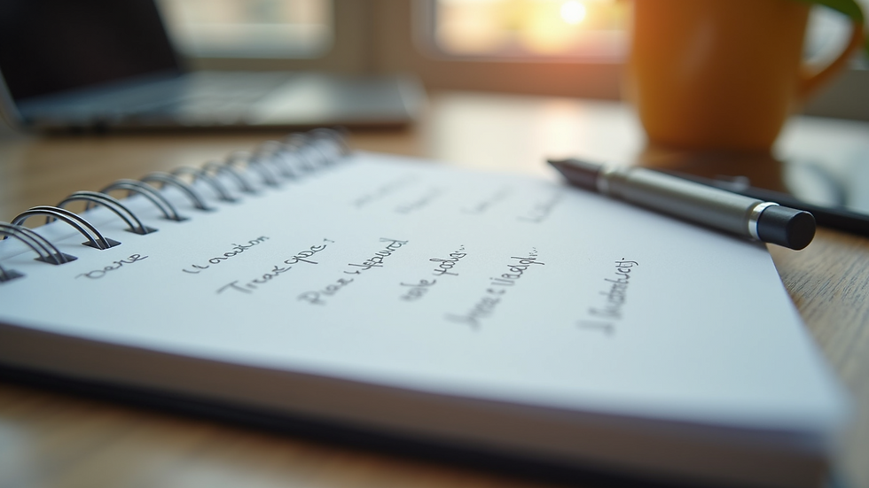 Close-up of a notebook with communication tips written down