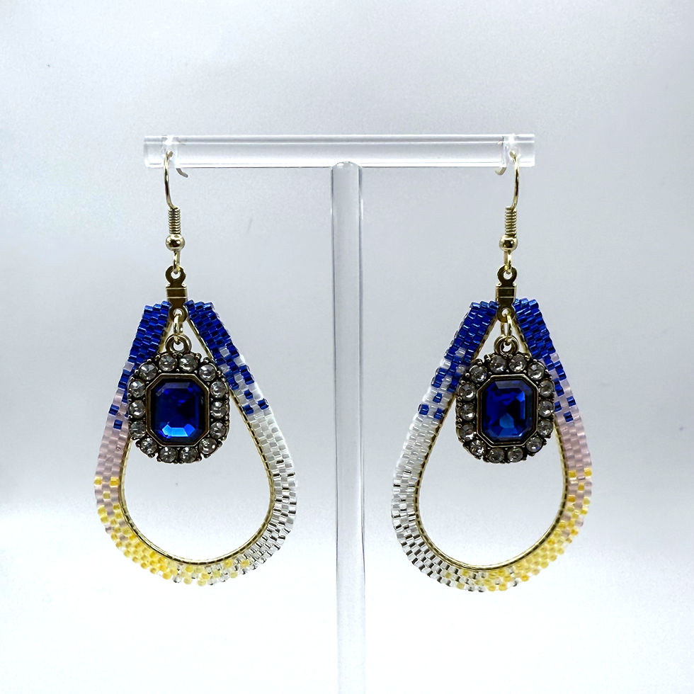 Blue Rhinestone Teardrop Earrings