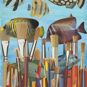 Painted Fish collage by Liz Frederick