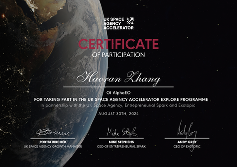 AlphaEO complete UK Space Agency Accelerator Program