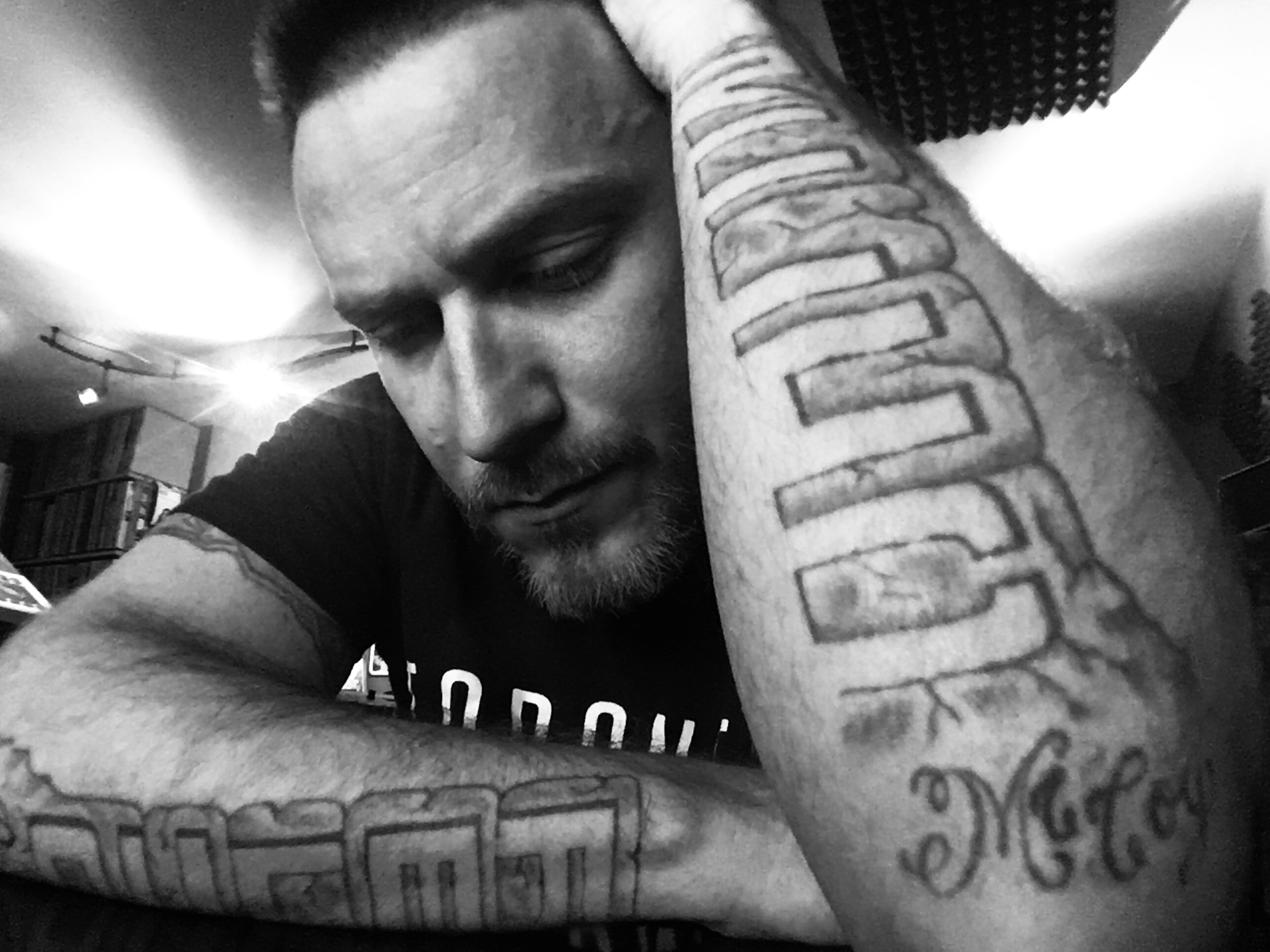 Rel McCoy — black and white, tattoo detail
