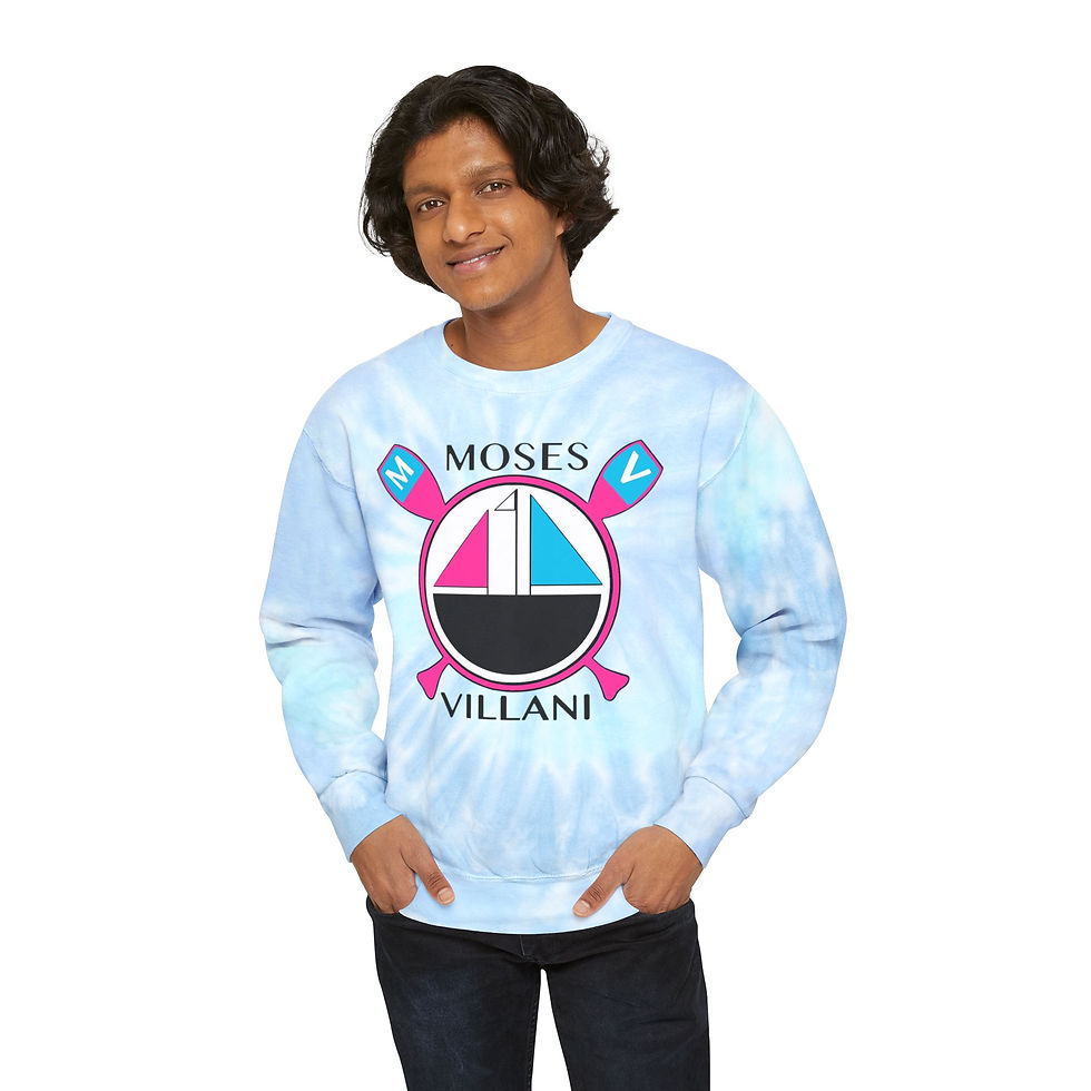 Thumbnail: Cozy Tie-Dye Unisex Sweatshirt with 'Moses Villani' Design