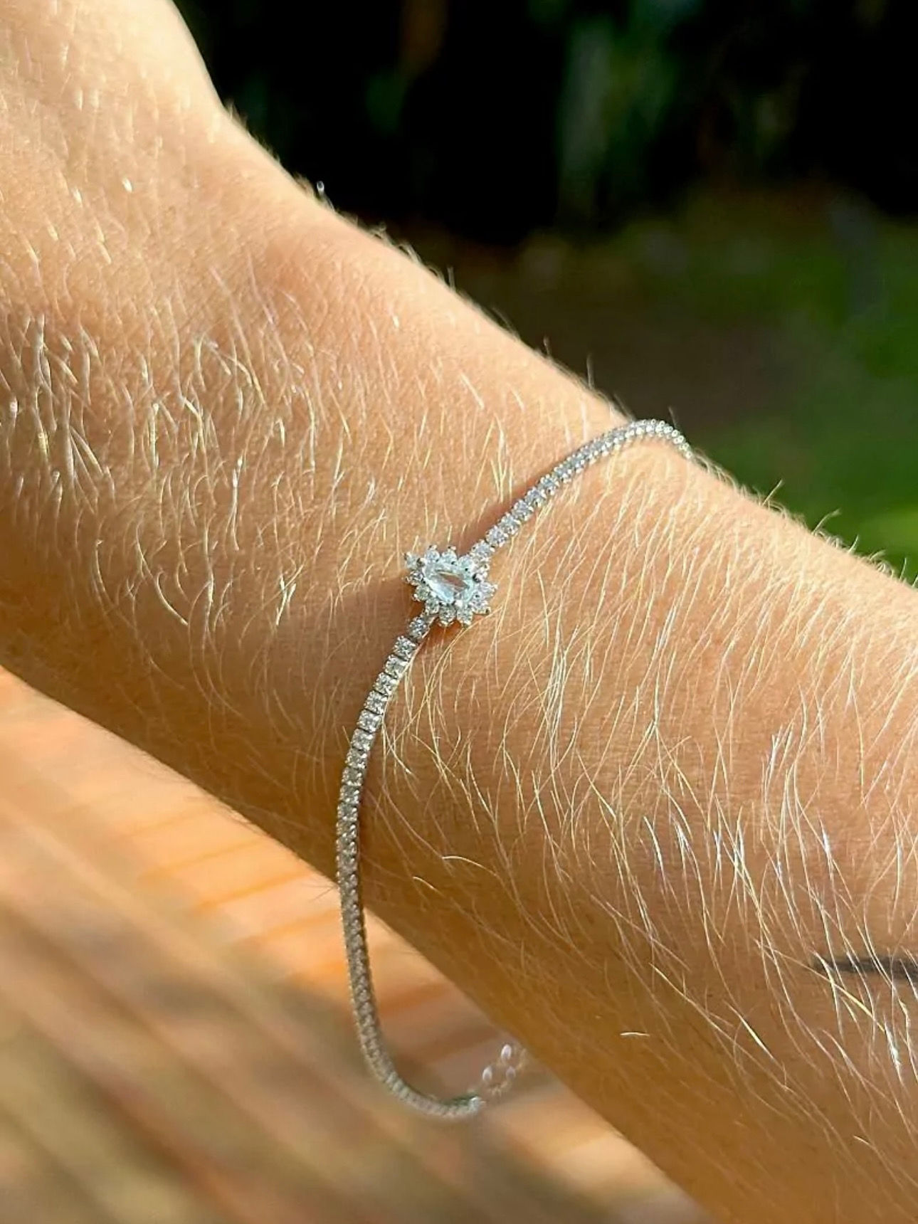 Pulseira Gotinha com Cristal Água Marinha e Zircônias Brancas – Prata 925