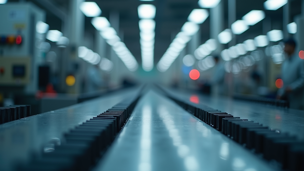 Close-up view of a high-tech manufacturing assembly line in Mexico