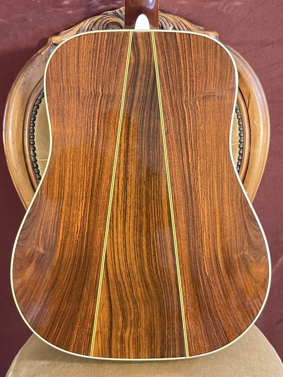 Back of the Martin D-35, three-piece East Indian rosewood back