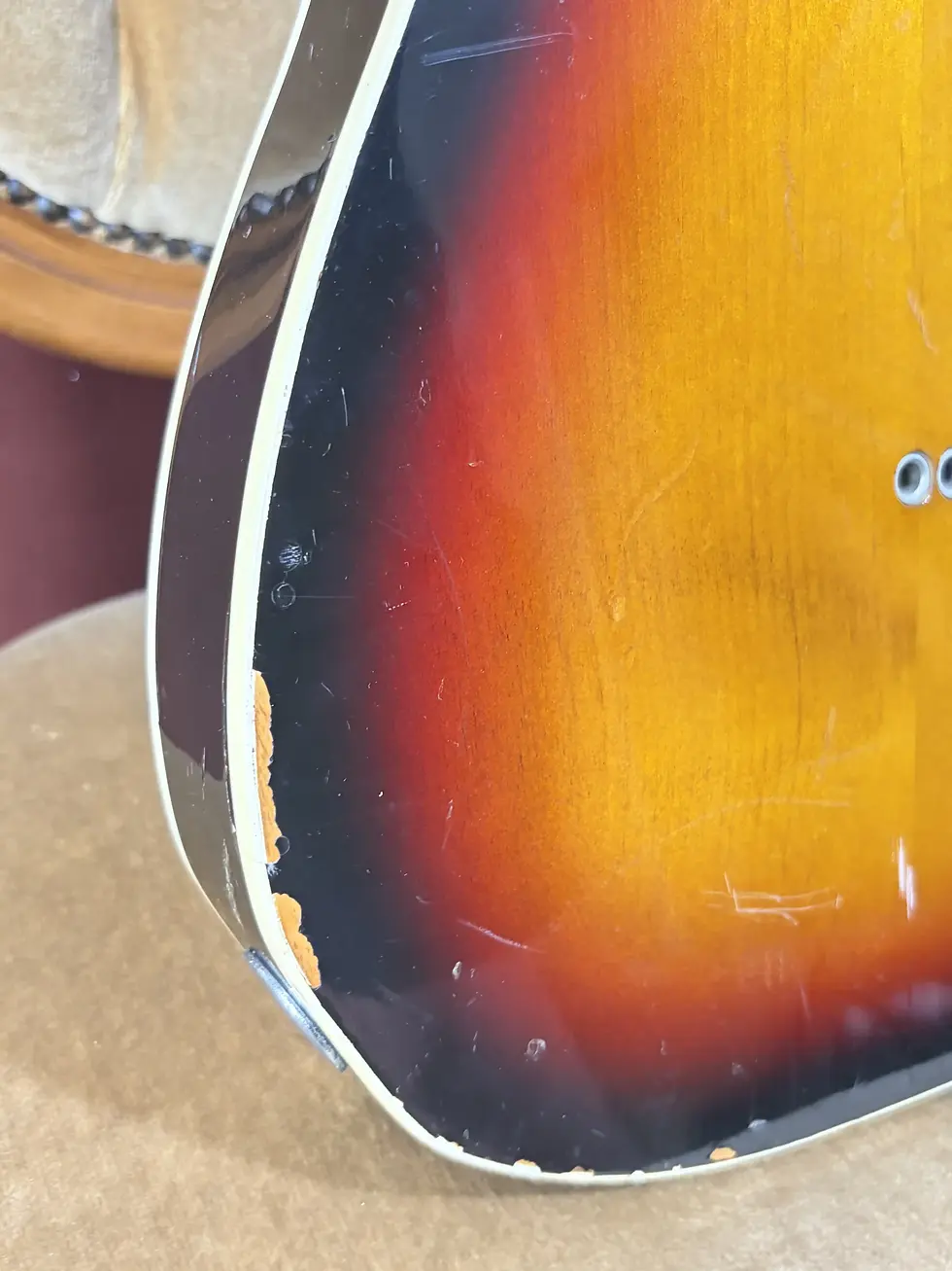 Thumbnail: Back of the Telecaster Custom ‘62 Reissue body showing double white binding