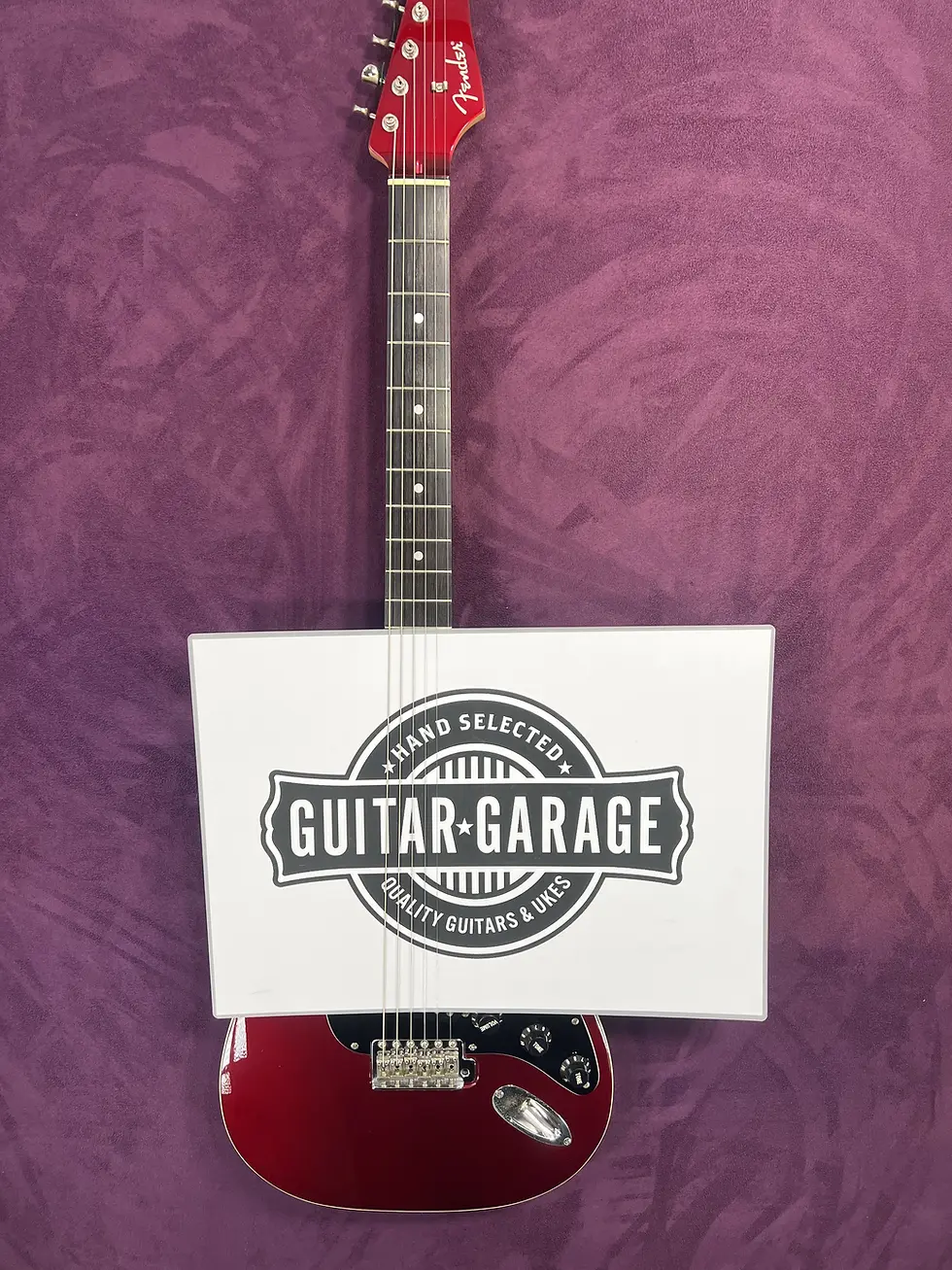 Thumbnail: 2015 Fender Aerodyne Strat Old Candy Apple Red front view matching headstock
