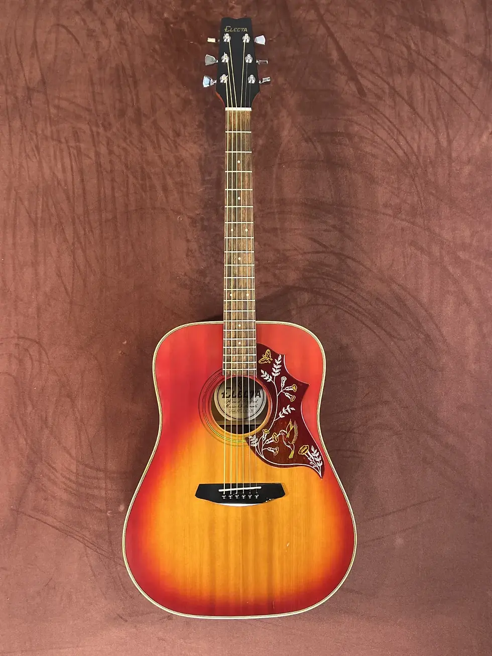 1970s Electa 6500 acoustic front view cherry sunburst