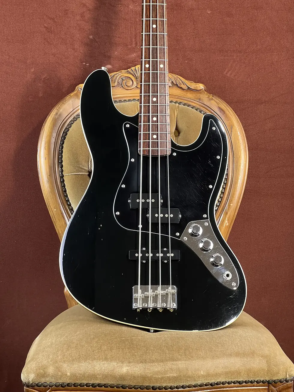 Back of the Fender Aerodyne Jazz Bass AJB-58, showing the carved basswood body profile