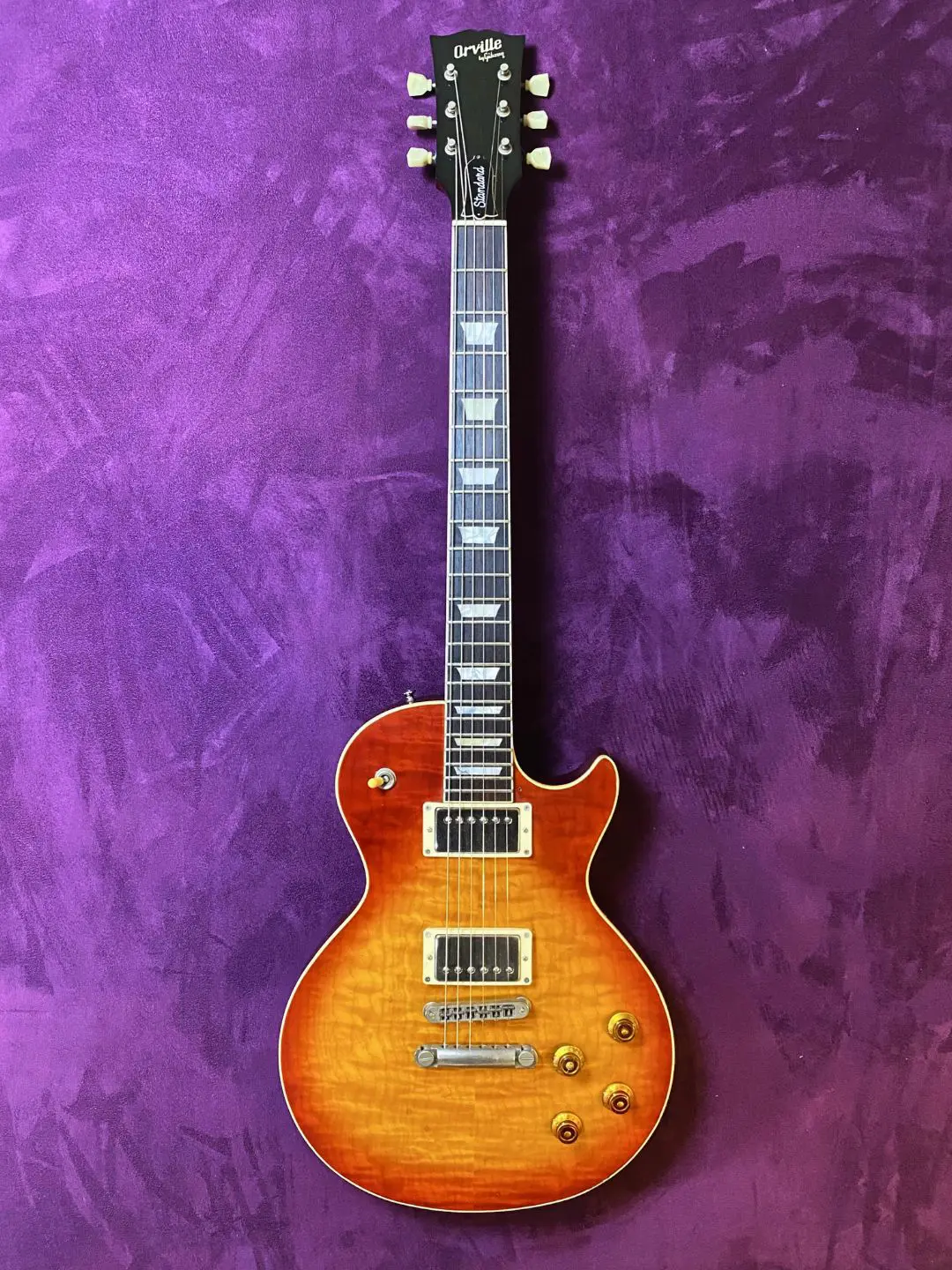 Orville by Gibson Les Paul Standard Quilted Maple 1992 Made in Japan front body shot Guitar Garage Sydney