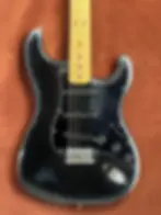 1979 Fender Stratocaster USA black electric guitar full front - Guitar Garage Sydney