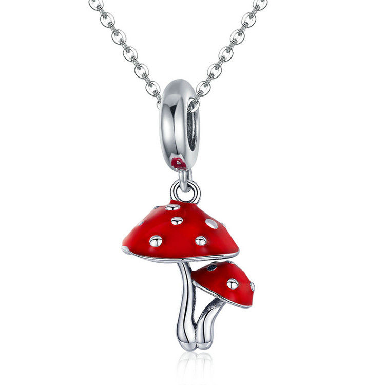Thumbnail: Qings Mushroom Charms OEM/ODM Sterling Silver Red Enamel Charm Pendant