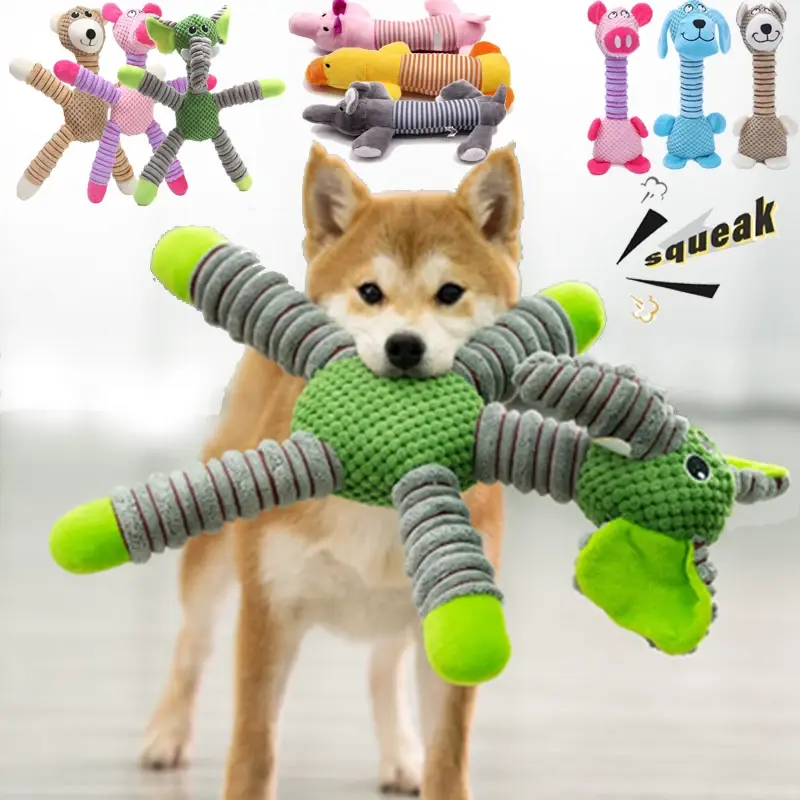 Indestructible Large Dog Sound Squeaky Toys Animals Shape Pet Soft Plush Chew Mo
