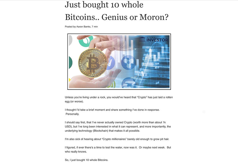 Aaron Banks email explaining why buying BTC at under $20,000 was a good idea at the time.
