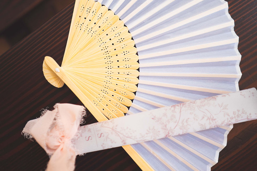 Miniature : Ventaglio stoffa e legno con vellum e chiffon