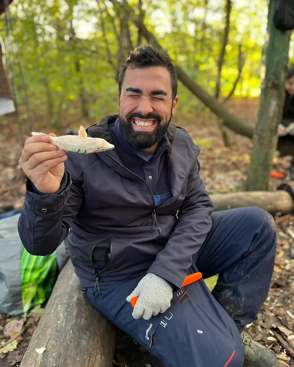 Whittling fish Forest School Training Essex
