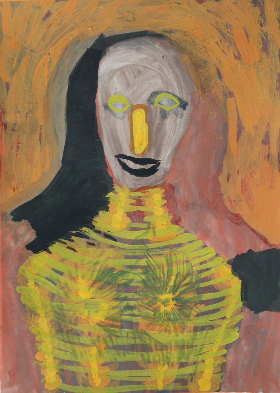 Fekete hajú, 23x33cm, tempera, papír, 2014