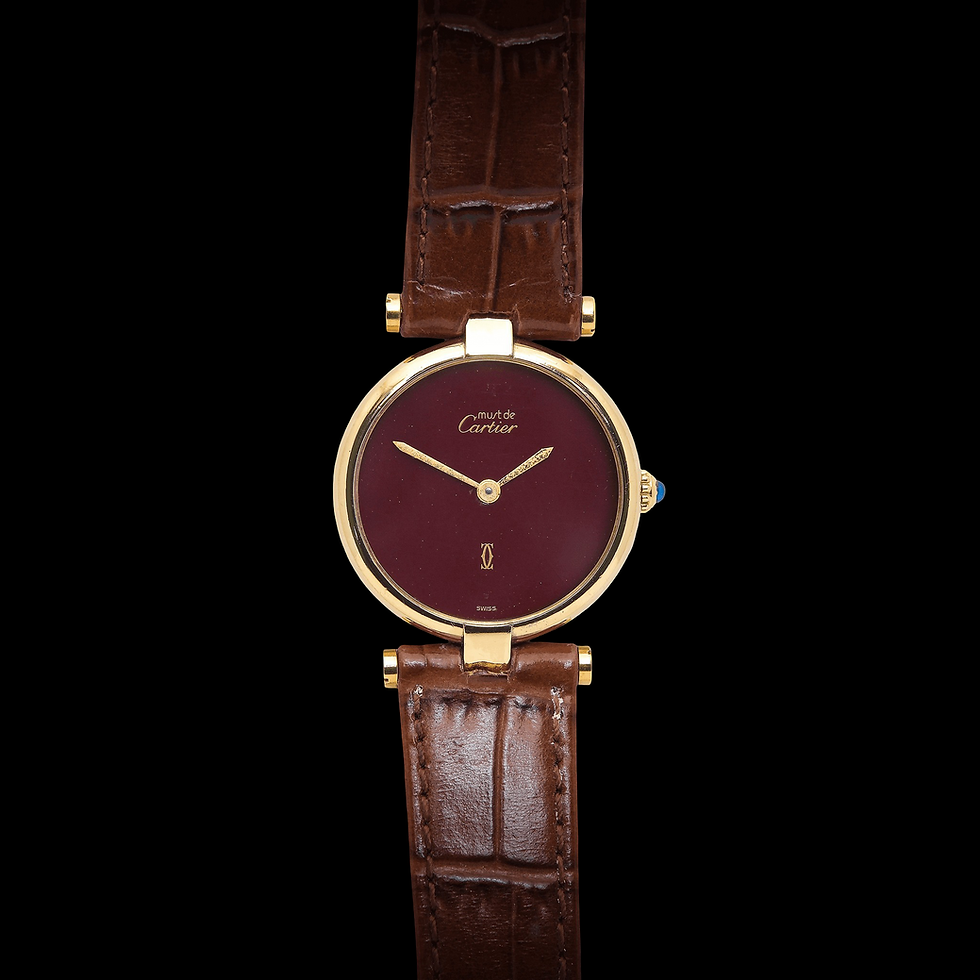 Thumbnail: Cartier Vendome Vermeil Burgundy Dial 24mm