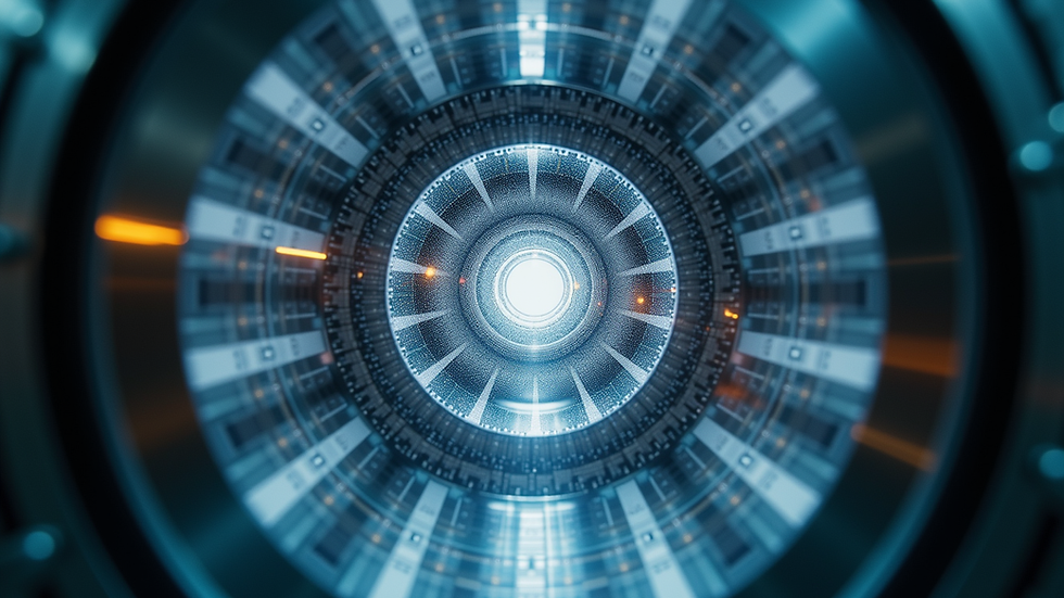 Close-up view of a particle accelerator's collision chamber