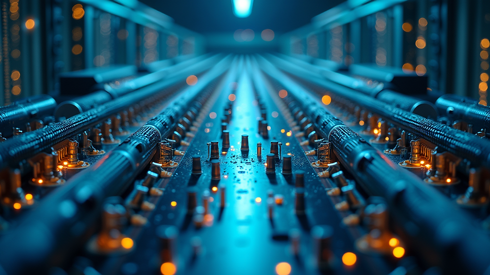 High angle view of a laboratory quantum communication setup
