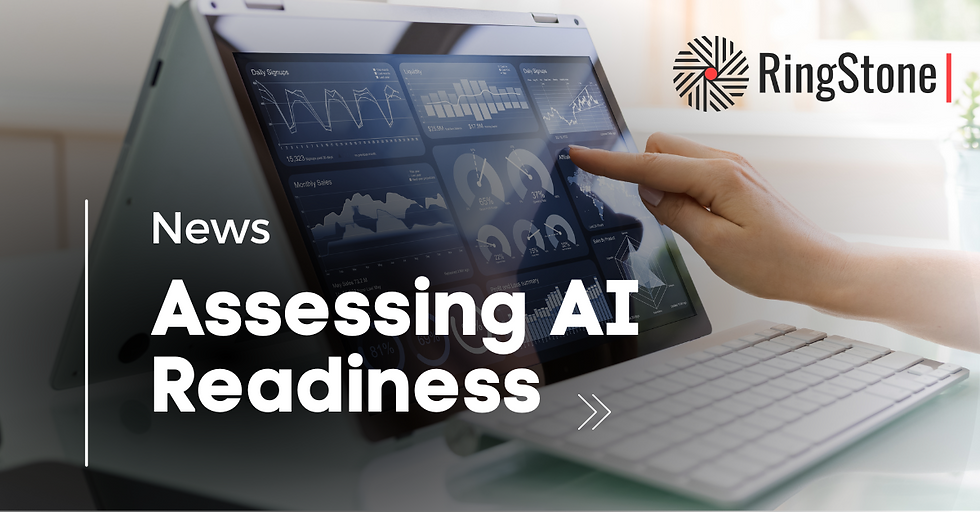 Analytics dashboard on a tablet illustrating AI readiness assessment.