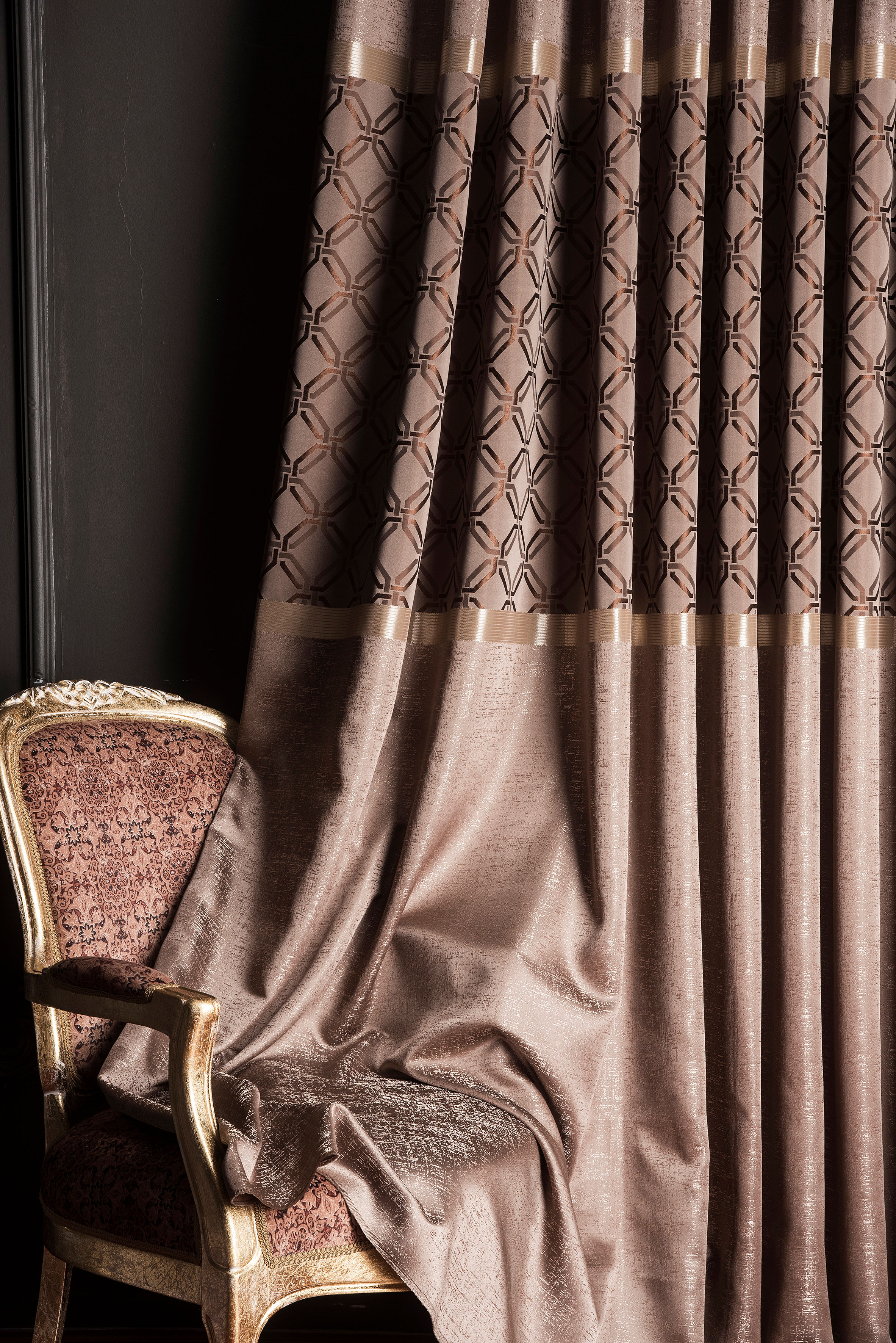 LUXURY BROWN GOLD CUSTOM SIZE CURTAINS FOR HOME