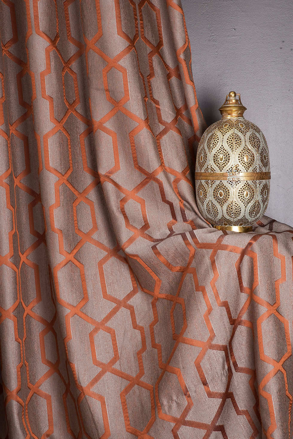 Thumbnail: GEOMETRIC PATTERNED BRICK COLOR CURTAINS FOR HOME Kopyası