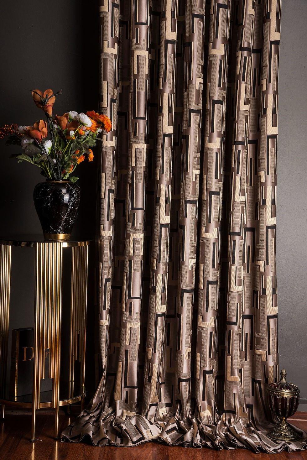 Thumbnail: ULTRA LUX BEIGE GOLD STRIPED PATTERNED CURTAINS FOR HOME Kopyası
