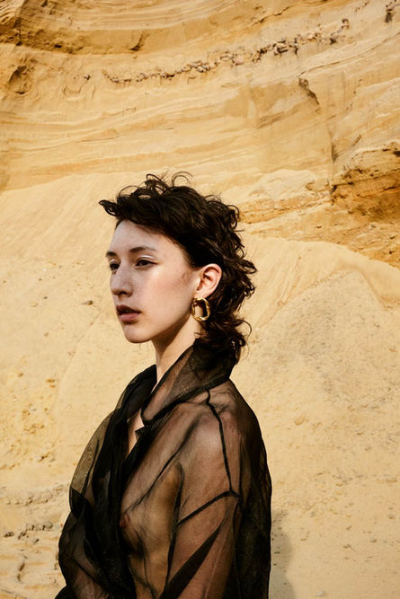 Canadian Model, Chelsea Mei Lee in LLY Atelier campaign for jewelry. Desert Landscapes.