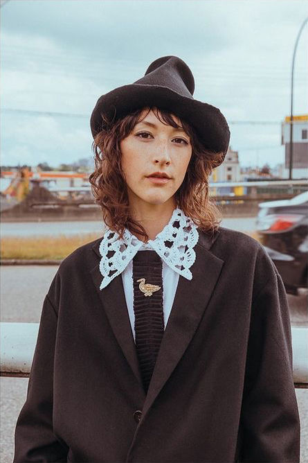 Canadian Model, Chelsea Mei Lee in Claudia Schulz Hats in Vancouver, BC. Photography by Trevor Brady