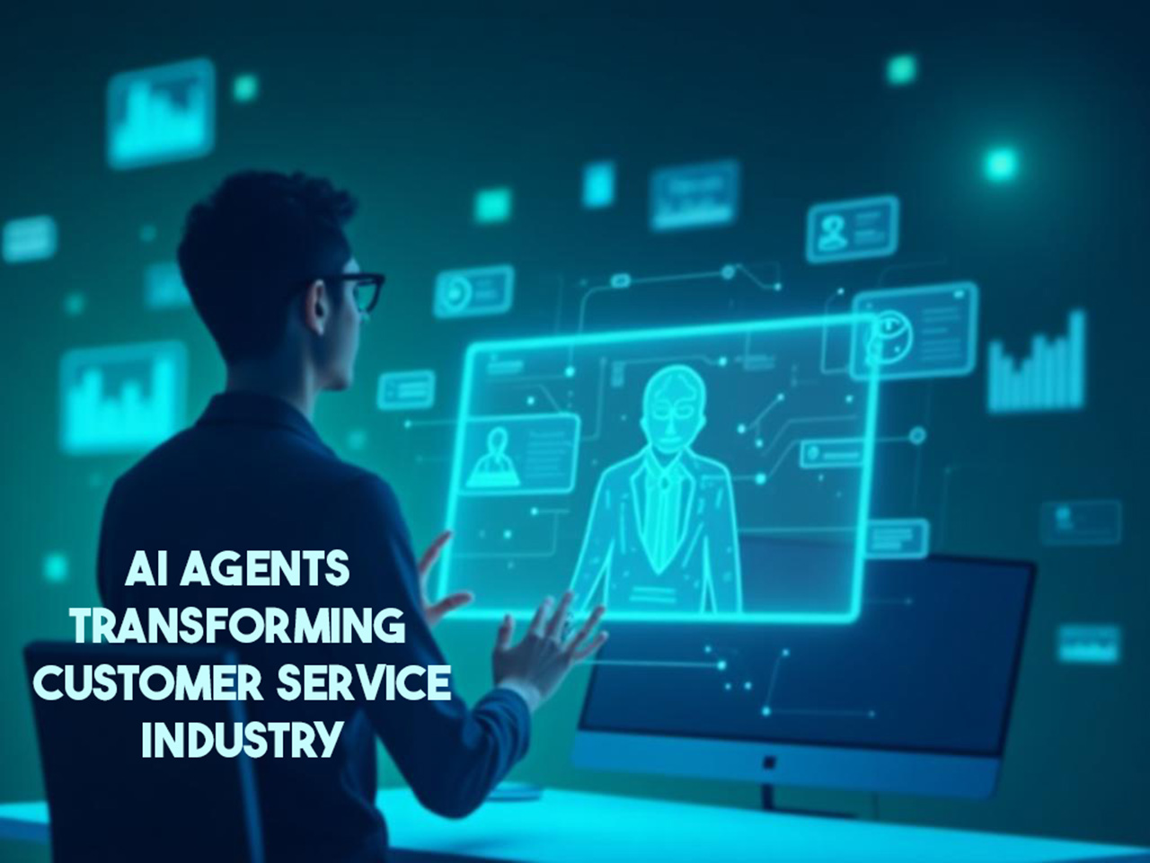 AI agents enhancing customer service with futuristic technology in 2025