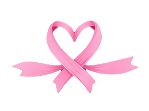 Heart-shaped pink ribbon for breast cancer awareness