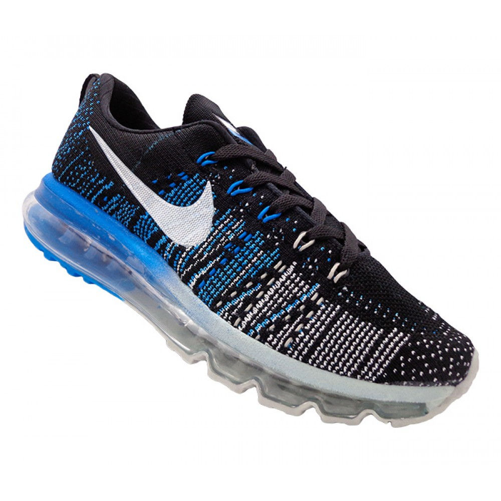 Tênis Nike Flyknit Air Max Preto, Azul e Prata