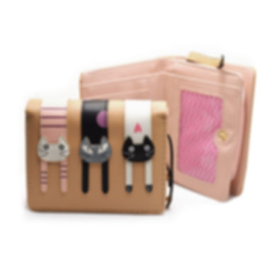 Cartera de piel sintética de gatitos