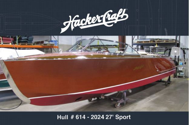 Thumbnail: 2024 Hacker-Craft wood boat with red bottom