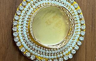 Handcrafted T-Light with pearl and stone T-Light (2 pc)