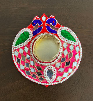 Exclusive T-light Holder in Peacock design and MDF base (1pc)