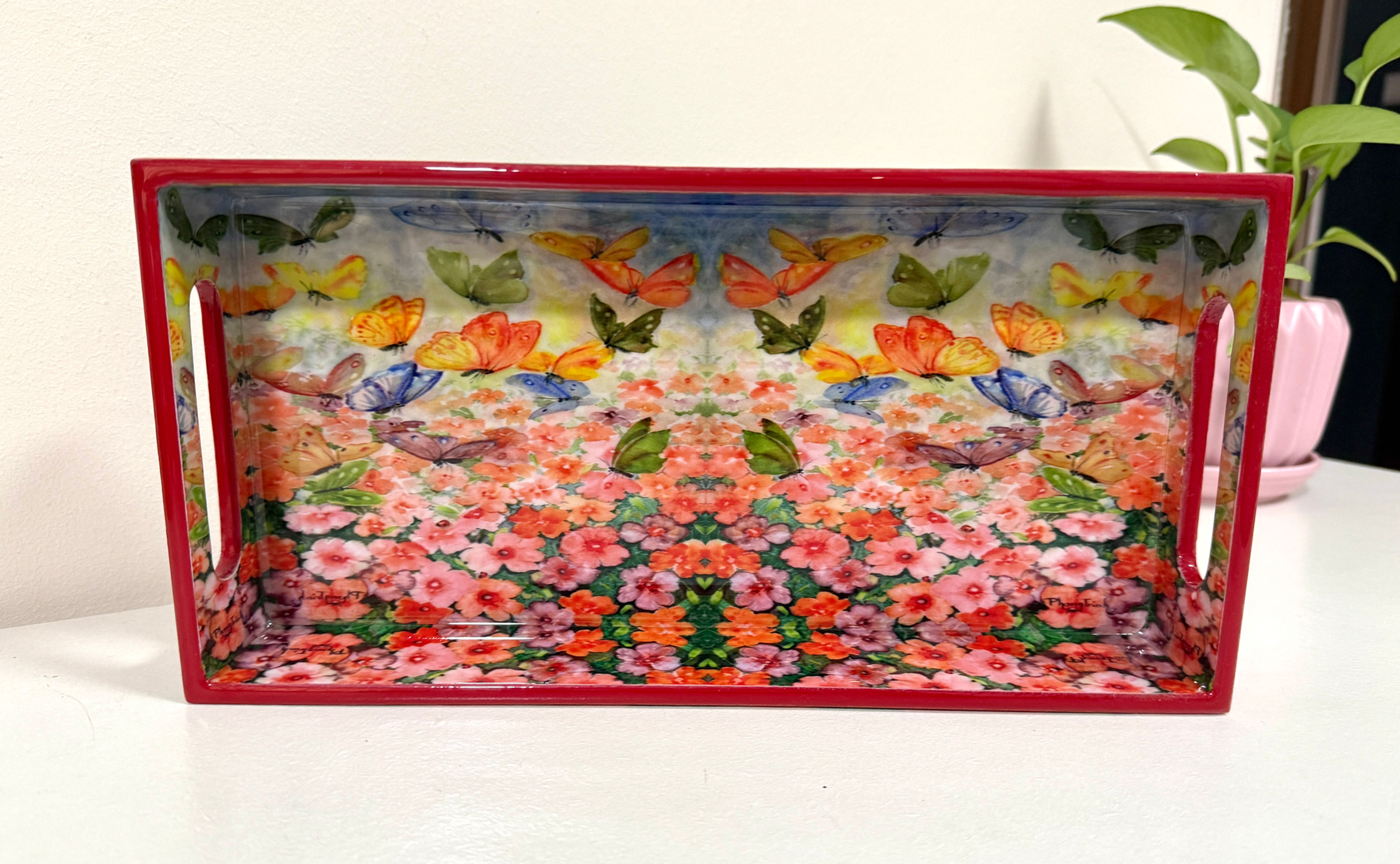Wooden Serving Tray | MDF wood | Butterfly Garden