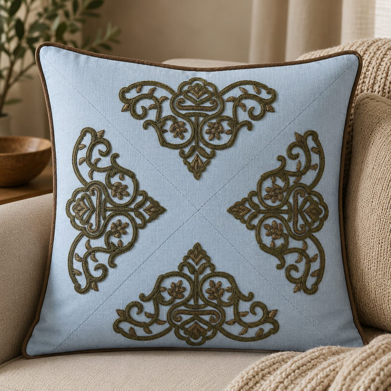 Zardosi Hand Embroidary Cushion Cover pair