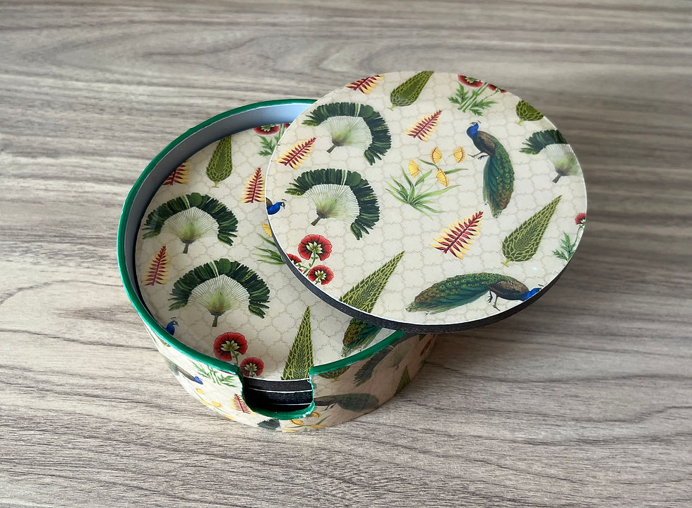 Thumbnail: round coaster in peacock design